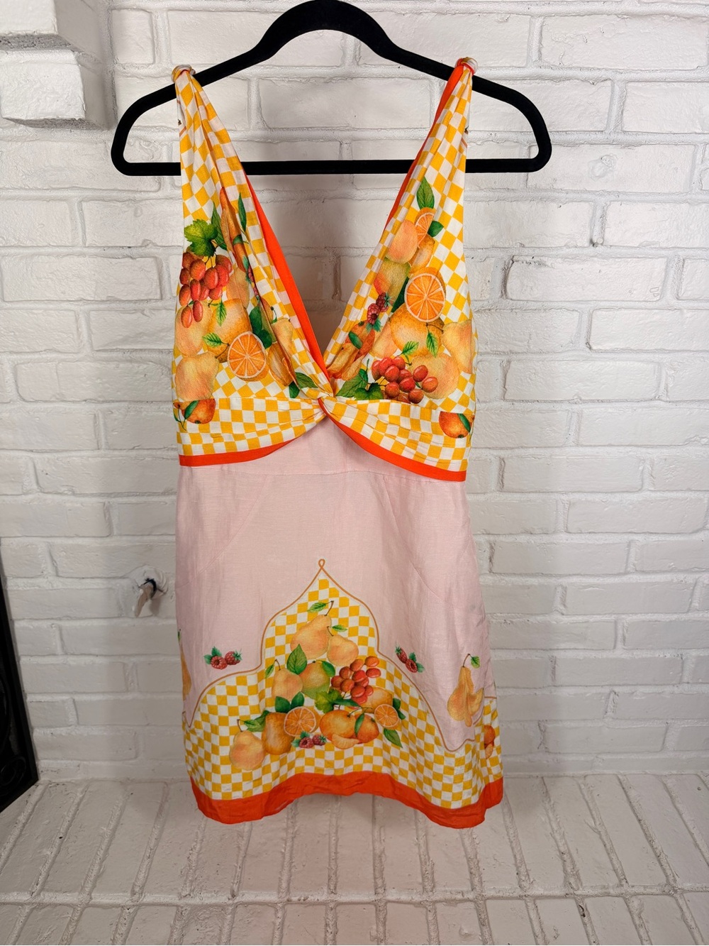 Antonio Melani Citrus Bliss Linen Blend Fruit Print Tie Back Dress 12